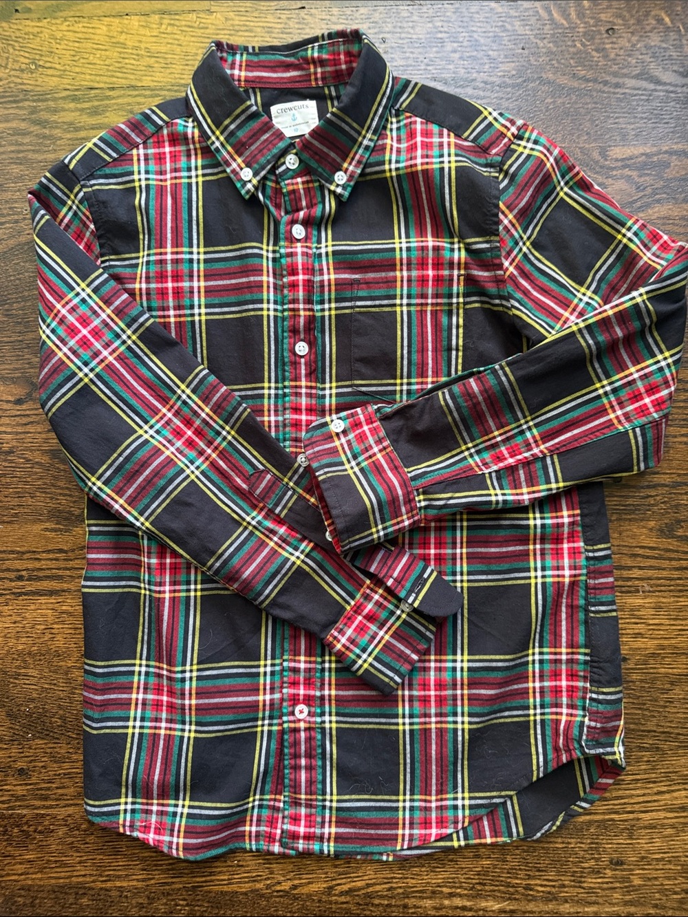 Crewcuts Black, Red and Yellow Plaid Button-Down Shirt